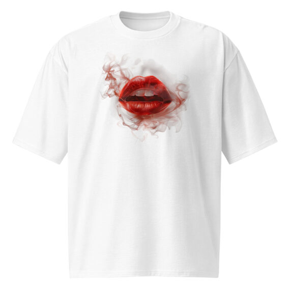 “Red Lip Rebellion” Oversized Heavyweight T-Shirt - Image 4